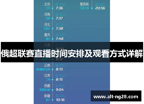 俄超联赛直播时间安排及观看方式详解