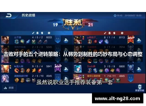 击败对手的五个逆转策略：从弱势到制胜的巧妙布局与心态调整