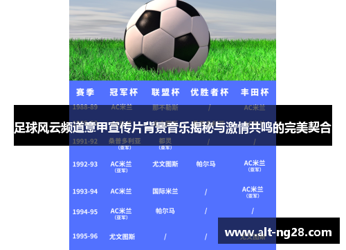 足球风云频道意甲宣传片背景音乐揭秘与激情共鸣的完美契合