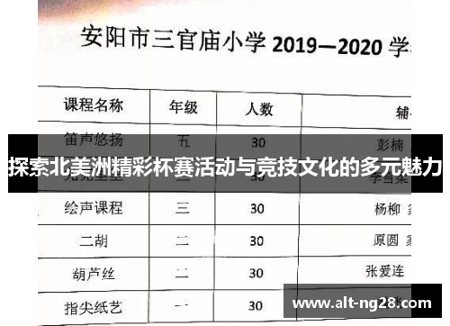 探索北美洲精彩杯赛活动与竞技文化的多元魅力