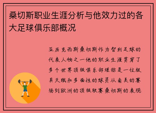 桑切斯职业生涯分析与他效力过的各大足球俱乐部概况